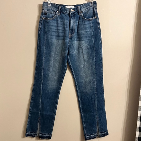 Kancan Women's 7 Medora Hi Rise 90s Split Hem Straight leg Blue Jeans 27in waist - Picture 1 of 11